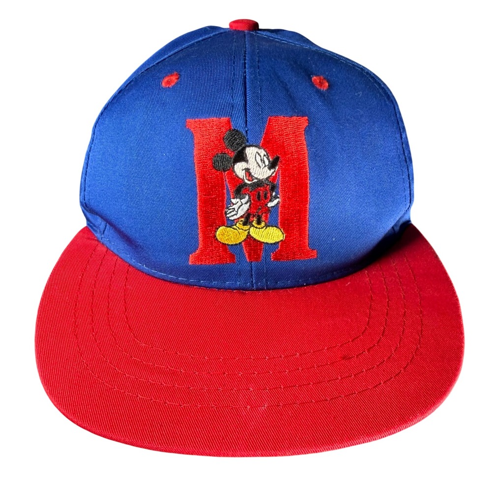 Disney Mickey Mouse Snapback Hat Kids Blue Vintage Embroidered Character Retro